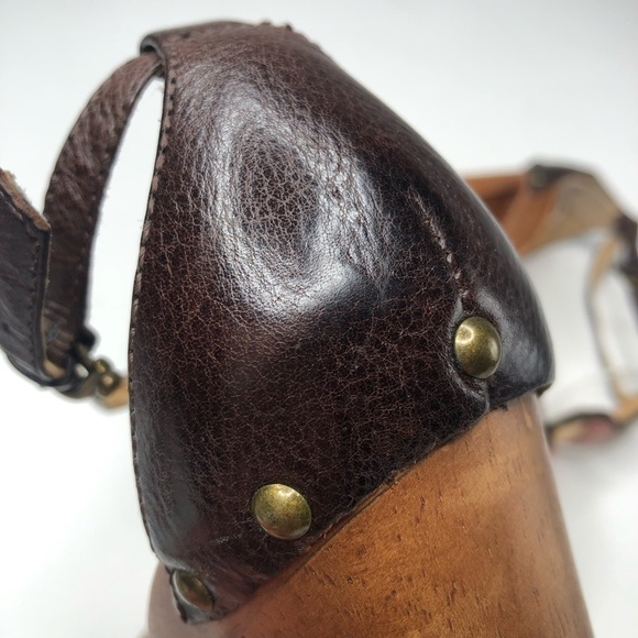 NEW Frye Dolly Leather Jewel Gem Stone T-Strap Boho Chunky Wooden Heels Shoes - Picture 9 of 16